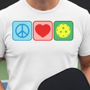Vrede Liefde Pickleball Mannen Vrouwen Minimalisti T-shirt