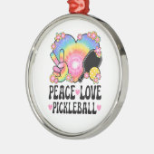 Vrede Liefde Pickleball Metalen Ornament (Links)