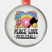 Vrede Liefde Pickleball Metalen Ornament (Voorkant)
