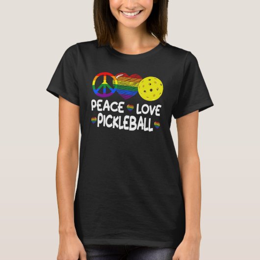 Vrede Liefde Pickleball Paddleball Lover Ik Liefde T-shirt (Voorkant)