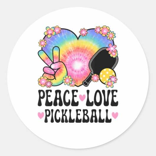 Vrede Liefde Pickleball Ronde Sticker (Voorkant)