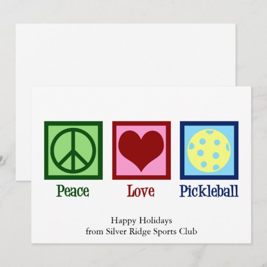 Vrede Liefde Pickleball Schattige  Feestdagenkaart (Voorkant / Achterkant)