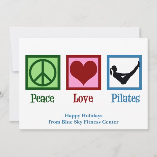 Vrede Liefde Pilates Schattige Aangepaste Kerstmis Feestdagenkaart (Voorkant)