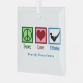 Vrede Liefde Pilates Schattige Aangepaste Kerstmis Glas Ornament (Voorkant links)