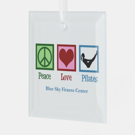 Vrede Liefde Pilates Schattige Aangepaste Kerstmis Glas Ornament (Voorkant links)