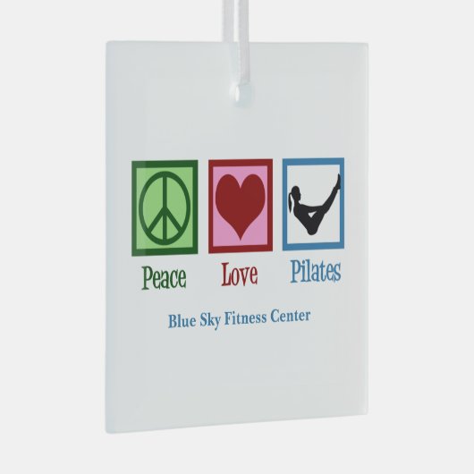 Vrede Liefde Pilates Schattige Aangepaste Kerstmis Glas Ornament (Voorkant Rechts)