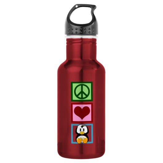 Vrede Liefde Pinguïns Waterfles (Voorkant)