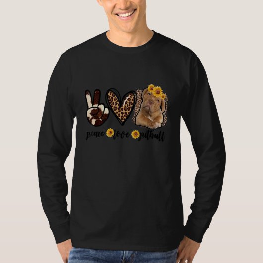 Vrede Liefde Pitbull Leopard Zonnebloem Voor Pitbu T-shirt (Voorkant)