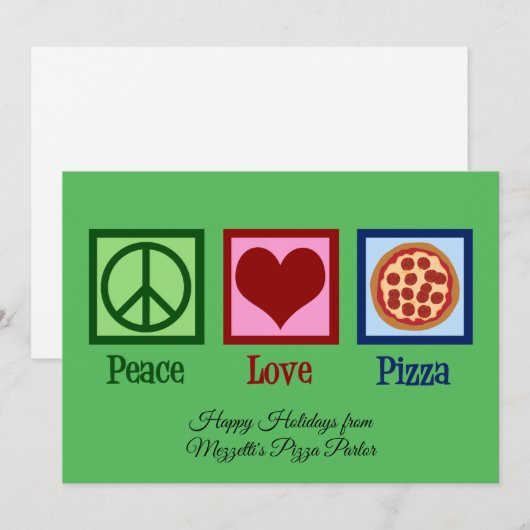 Vrede Liefde Pizza Parlor Aangepaste Kerstmis Feestdagenkaart (Voorkant / Achterkant)