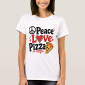 Vrede Liefde Pizza Schattig Grappig Voedsel Design T-shirt (Voorkant)