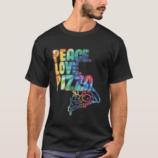Vrede Liefde Pizza Tie Dye T-shirt (Voorkant)