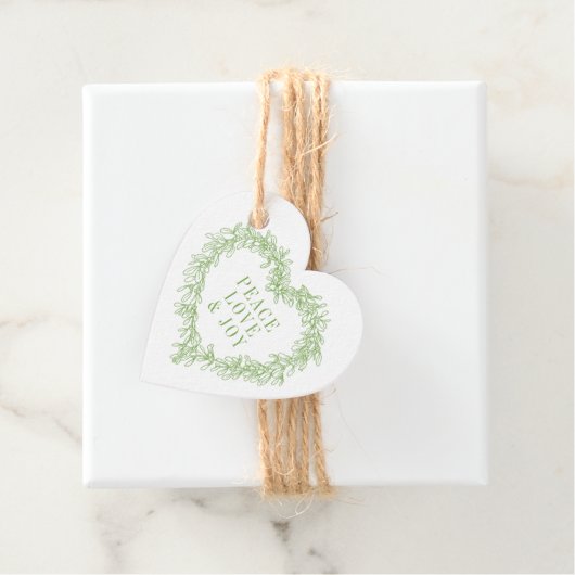 Vrede, liefde, plezier maîtletoe kerstgroen bedankjes labels (In situ)