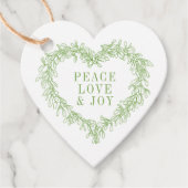 Vrede, liefde, plezier maîtletoe kerstgroen bedankjes labels (Voorkant)