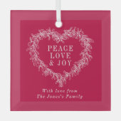 Vrede, liefde, plezier maîtletoe Kerstwit rood Glas Ornament (Voorkant)