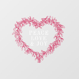 Vrede, liefde, plezier maîtletoe Kerstwit rood Raamsticker