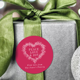 Vrede, liefde, plezier maîtletoe Kerstwit rood Ronde Sticker