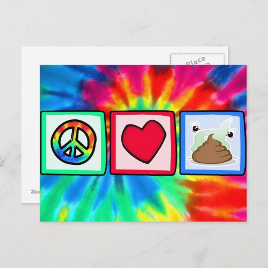 Vrede, liefde, poep briefkaart (Voorkant / Achterkant)