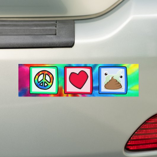 Vrede, liefde, poep bumpersticker (Op auto)