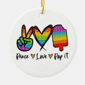 Vrede Liefde Pop Het Ornament, Regenboog Pop Het Keramisch Ornament (Voorkant)