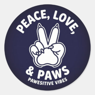 Vrede Liefde & Poten Poes Positieve Vibes Hond Lie Ronde Sticker