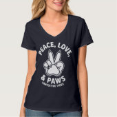 Vrede Liefde & Poten Positieve Vibes Hond Liefhebb T-shirt (Voorkant)