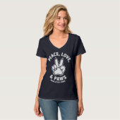 Vrede Liefde & Poten Positieve Vibes Hond Liefhebb T-shirt (Voorkant volledig)