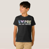 Vrede Liefde Preschool Terug naar school Grappig T-shirt (Voorkant volledig)