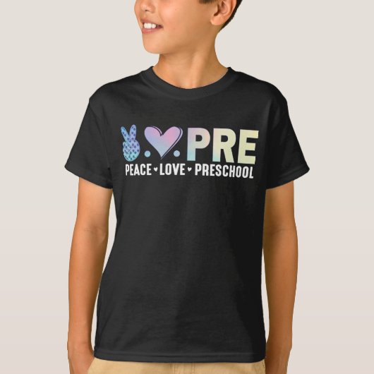 Vrede Liefde Preschool Terug naar school Grappig T-shirt (Voorkant)