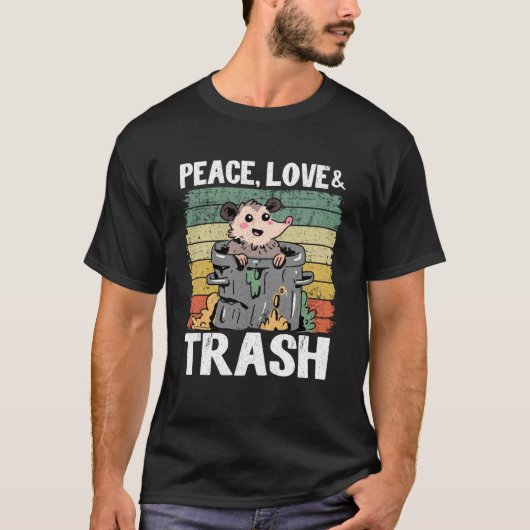 Vrede, Liefde & Prullenbak Grappige Opossum Meme P T-shirt (Voorkant)