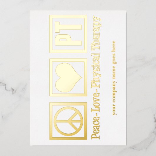 Vrede Liefde PT Fysiotherapie Goud Folie Feestdagenkaart (Voorkant)