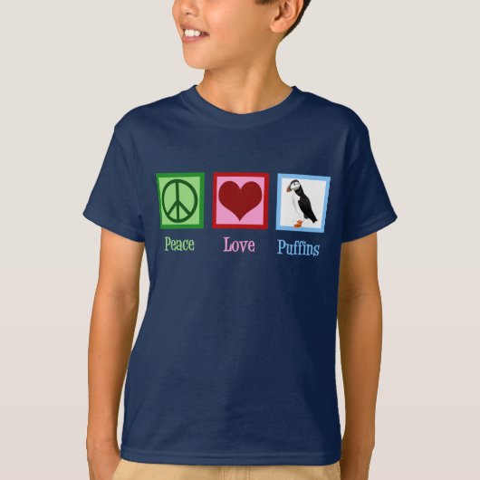 Vrede Liefde Puffins Schattig Kinder T-shirt (Voorkant)