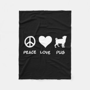 Vrede Liefde Pug Pug Hondenliefhebbers Cadeau Fleece Deken