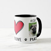 Vrede Liefde Pugs Liefhebbers Mok (Voorkant rechts)