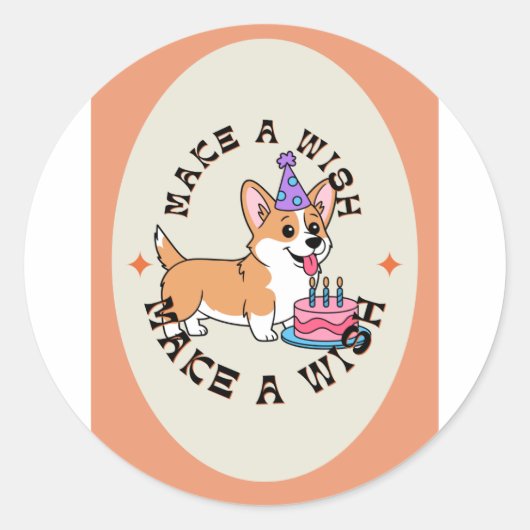 Vrede, Liefde & Puppy Feestjes Ronde Sticker (Voorkant)