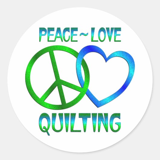 Vrede Liefde QUILTEN Ronde Sticker (Voorkant)