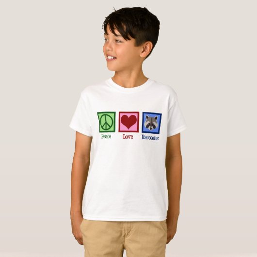 Vrede Liefde Raccoons Kinder T-shirt (Voorkant volledig)
