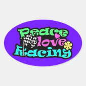 Vrede, Liefde, Racing Ovale Sticker (Voorkant)