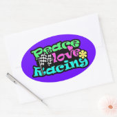 Vrede, Liefde, Racing Ovale Sticker (Envelop)
