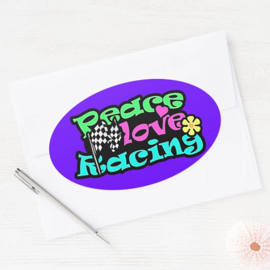 Vrede, Liefde, Racing Ovale Sticker (Envelop)