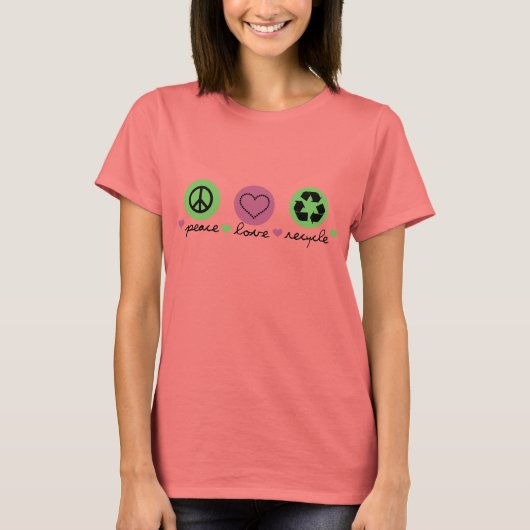 Vrede, liefde, Recyclen T-shirt (Voorkant)