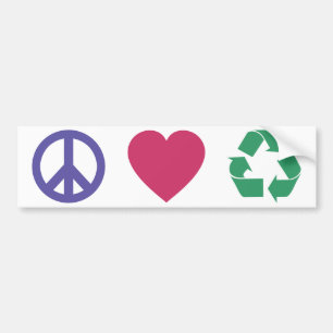 Vrede, liefde, recycling bumpersticker