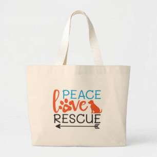 Vrede Liefde Reddingshonden Grote Tote Bag