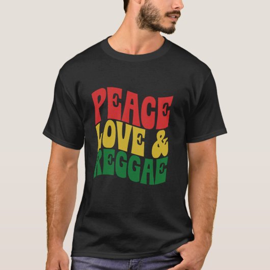 Vrede Liefde Reggae - Rastafari Groovy T-shirt (Voorkant)
