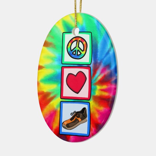 Vrede, liefde, rennen keramisch ornament (Links)