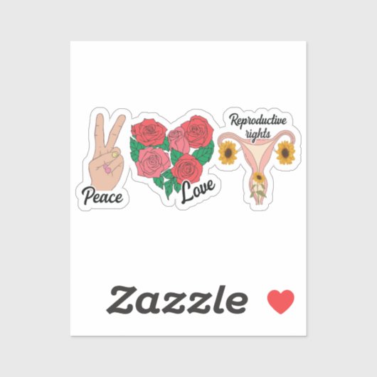 Vrede, liefde, reproductieve rechten | Pro-keuze Sticker (Vel)