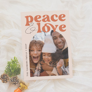 Vrede & Liefde Retro Groovy Arch Leuke Kerstfoto Feestdagenkaart
