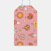 Vrede & Liefde Retro Groovy Kerstvakantie Cadeaulabel (Achterkant)