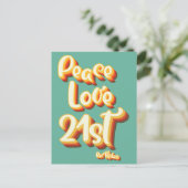 Vrede Liefde Retro Groovy Zonsondergang 21e Verjaa Briefkaart (Staand voorkant)