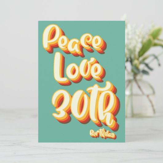 Vrede Liefde Retro Groovy Zonsondergang 30e Verjaa Kaart (Staand voorkant)
