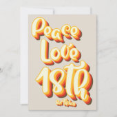 Vrede Liefde Retro Groovy Zonsondergang Grijs 18e Kaart (Voorkant)